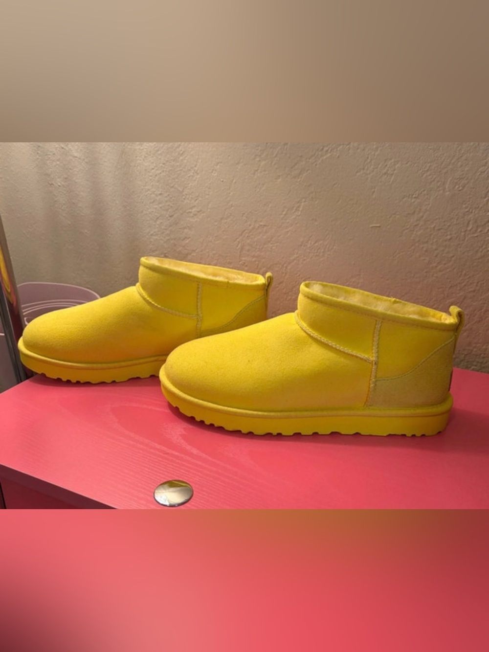 UGG Bright Yellow Kids Slip-On Ankle Boots - Picture 2 of 5